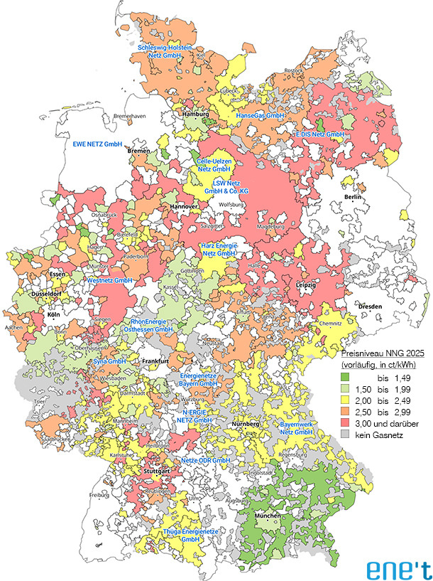 Newsletter NNG 077 - Preisniveau der vorläufigen Netzentgelte Gas 2025