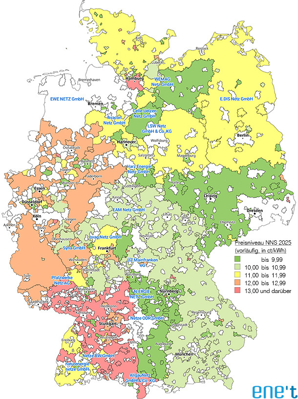 Newsletter NNS 121 - Preisniveau der vorläufigen Netzentgelte Strom 2025